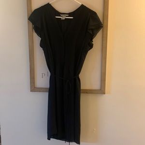 H&M Dark Navy Front Tie Button Down Dress